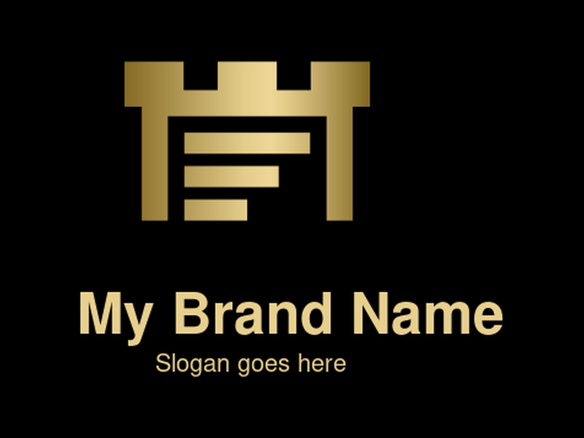 Modern Minimalist Golden Castle Wall with Abstract Bar Graph or Initials Logo for Finance, Data, or Security Companies